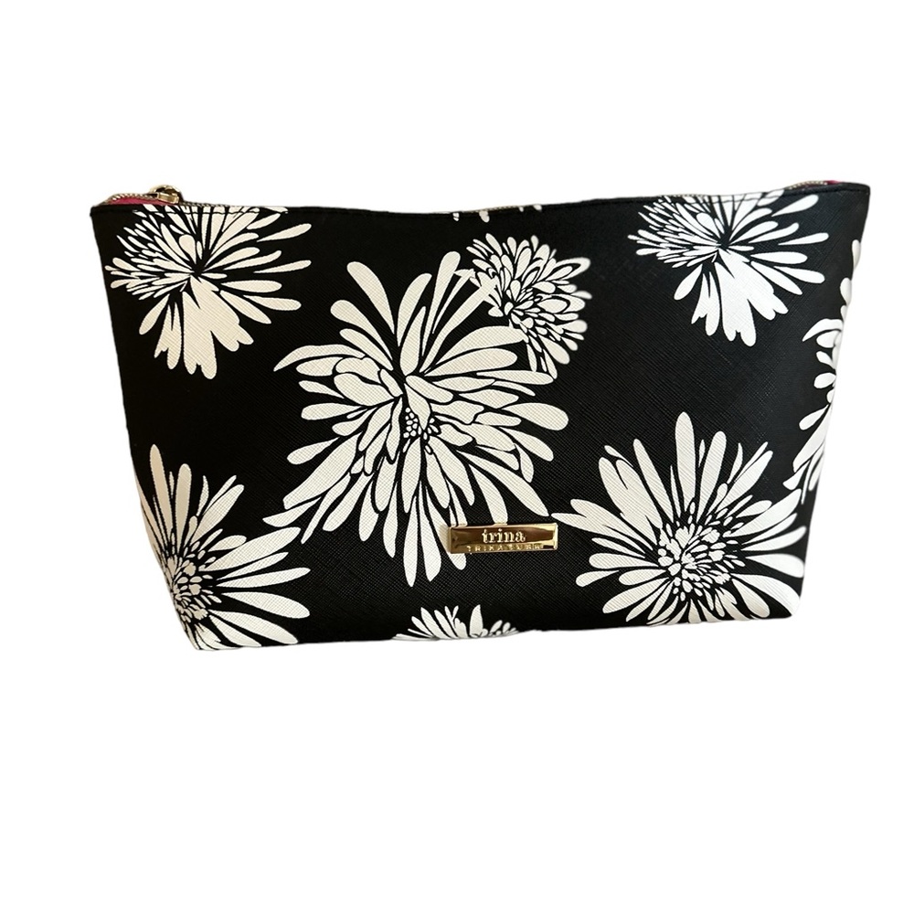 ❗️SOLD❗️Trini Turk Black & White Flowered Cosmetic Bag🆕 - Picture 4 of 6